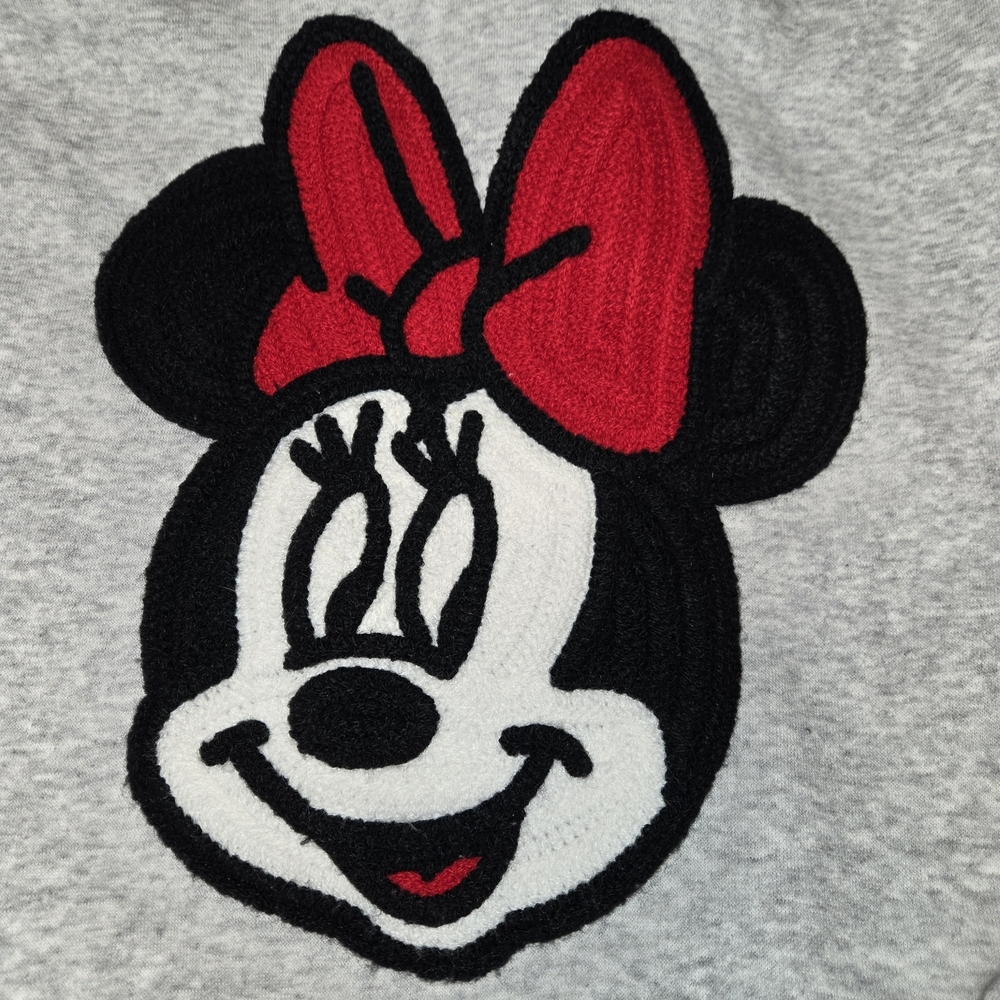Disney Minnie Mouse Hoodie XXL Gray Embroidered Applique EUC - Picture 11 of 13